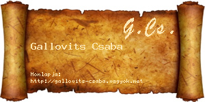 Gallovits Csaba névjegykártya